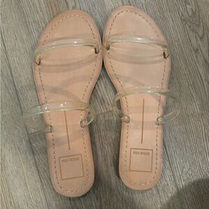 Dolce Vita Nude Pink Clear-Strap Slide Sandals